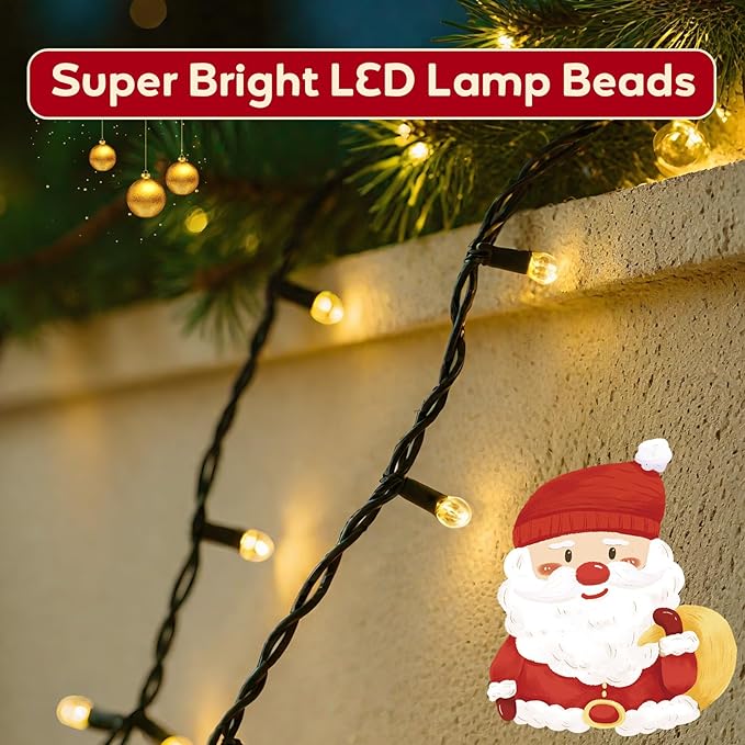 Hishine 49FT 1000LED Christmas Lights Outdoor, String Lights Indoor 8 Modes Waterproof Plug in Christmas Tree Light for Holiday, Warm White