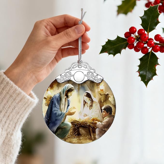 Nativity Scene Ornament, Christmas Tree Ornament, Religious Christmas Ornament, Holy Family, Baby Jesus, Christian Home Decor, Religious Gifts, Christian Gifts, Gift Exchange, Gift Idea