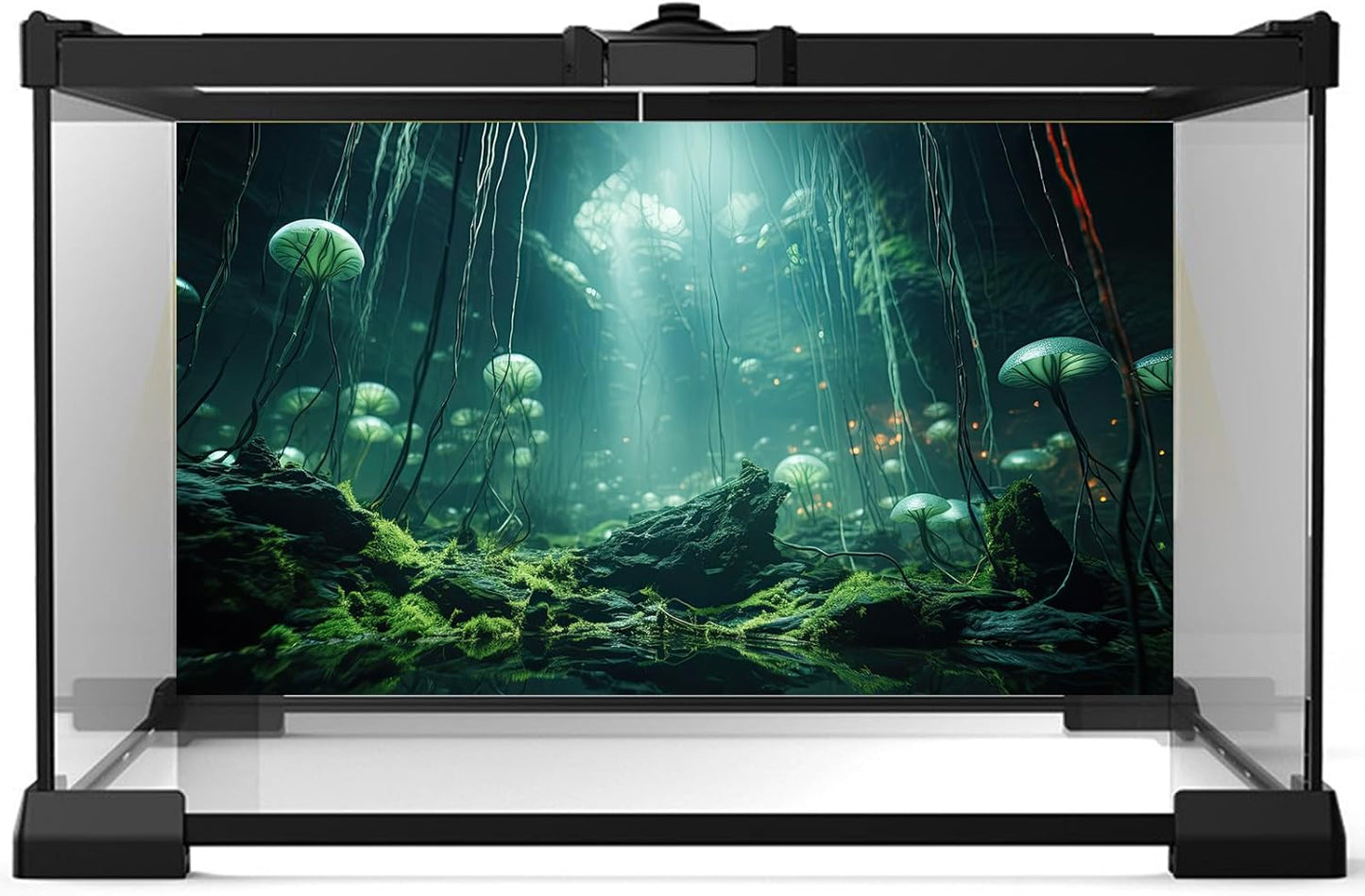 Aquarium Background Foggy Stone Mushroom Green Moss Fish Tank Background Mysterious Green Seaweed Scenery Aquarium Backgrounds White Mushroom Reptile Tank Enclosure Backgrounds Wallpaper 30x12in