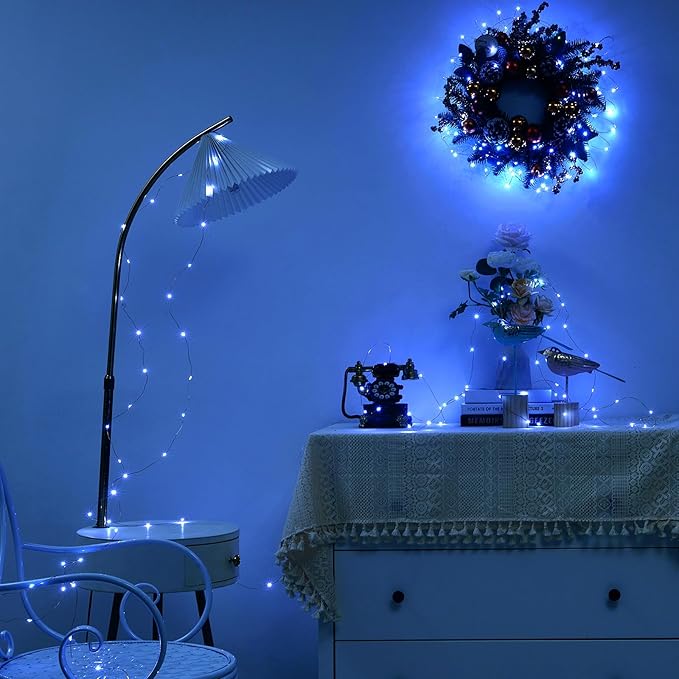 4 Pack 16.4ft Battery Operated String Lights with Timer, Cool White with Synchronized Twinkle Mode, Fairy Lights Battery Powered, 50 LEDs, Idea for Christmas Bedroom Party Wedding