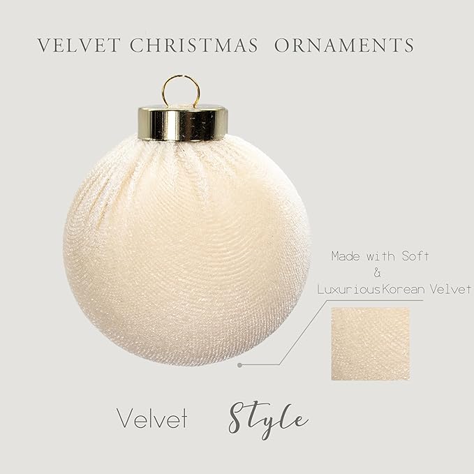 18PCS Velvet Christmas Ornaments Set – Large Matte Flocked Shatterproof Baubles for Xmas Tree Decoration, Luxury Hanging Ornaments for Holiday & Home Décor (Red, Brown, White, 3 Inch / 8 cm)