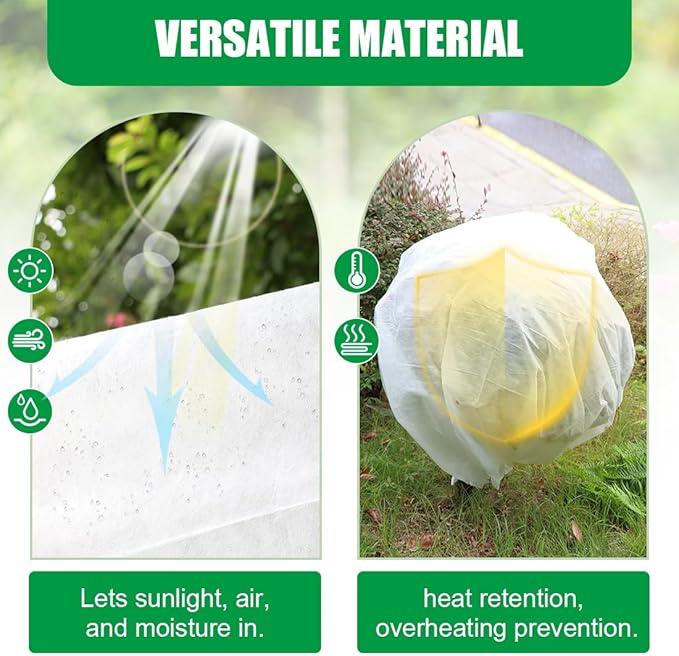 1.2 oz/yd² Plant Covers, Frost Blanket for Outdoor Garden, Shrub and Tree Protector, Floating Row Cover for Cold Weather, Vegetables, Fruit (6.6Ft x 33Ft,White)