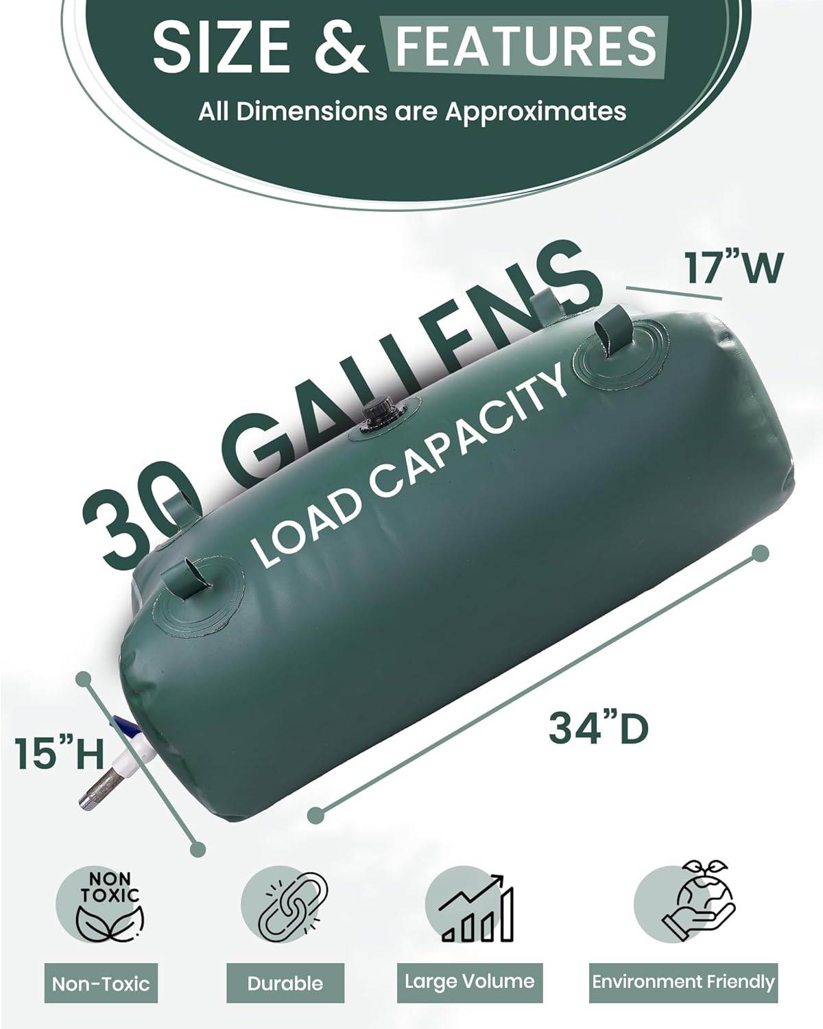 FoundGo Water Storage Bladder Emergency Water Storage Tank, Large Capacity Water Containers, Portable Vinyl Water Storage Barrel for Outdoor/Survival/RV/Garden