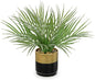 Hollyone Large Artificial Potted Plants Fake Palm Plants 13" Faux Tropical Palm Plant Tree in Gold and Black Metal Pots for Home Room Office House Indoor Decoration