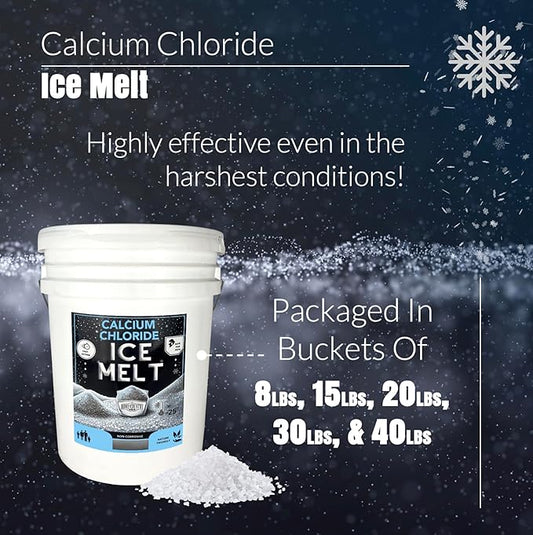 Pail - Calcium Chloride Pellets for Ice Melt - Fast-Acting & Safe on Surfaces - Ideal for Driveways, Sidewalks, and Entryways (8 Pound)