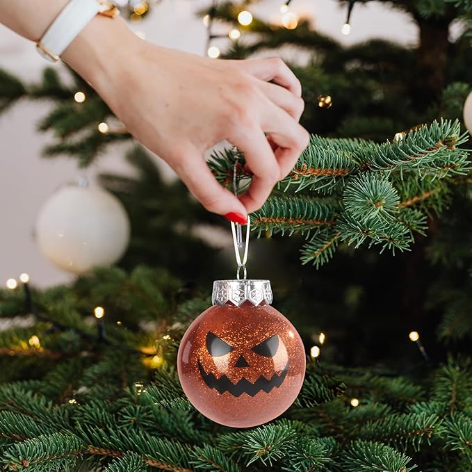 12PCS Halloween Christmas Magic Ball Ornaments ，Night Before Baubles with Strings Hanging for Holiday Party Tree Decoration Outdoor Intdoor Decor (Christmas)