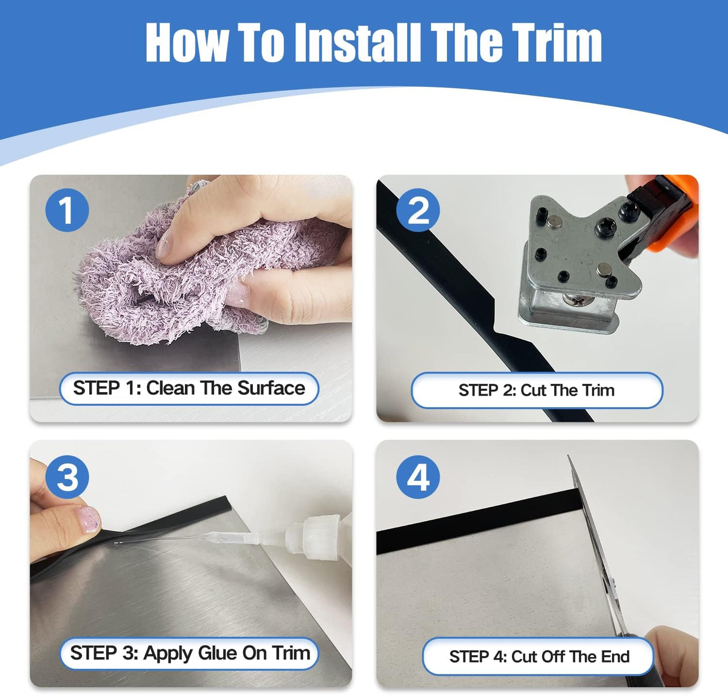 Rubber Edge Trim, 1/8" U Channel Edge Trim, Edge Protector for Glasses or Flexi Glasses, 1/8 in Flexible U Shaped Gasket, Black Color, Length 20 Ft