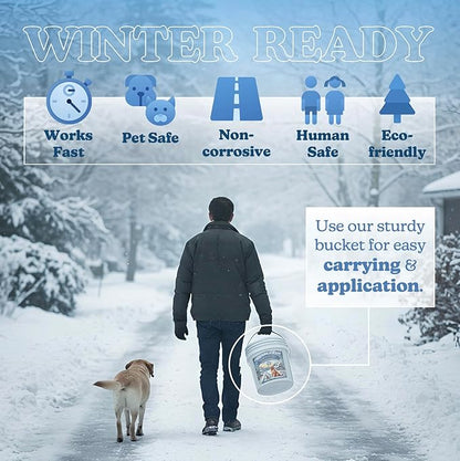 Friendly Paw Pet Friendly Ice Melt (20 LB Pail) - Our Driveway and Sidewalk Deicer Will Keep Your Pets and Children Safe in The Harshest of Conditions White