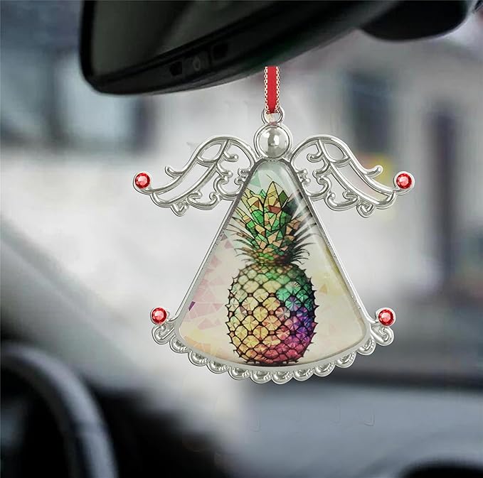 XUTAI Angel Christmas Tree Ornament Pineapple Flowers Glass Hanging Angel Pendant for Holiday Decoration