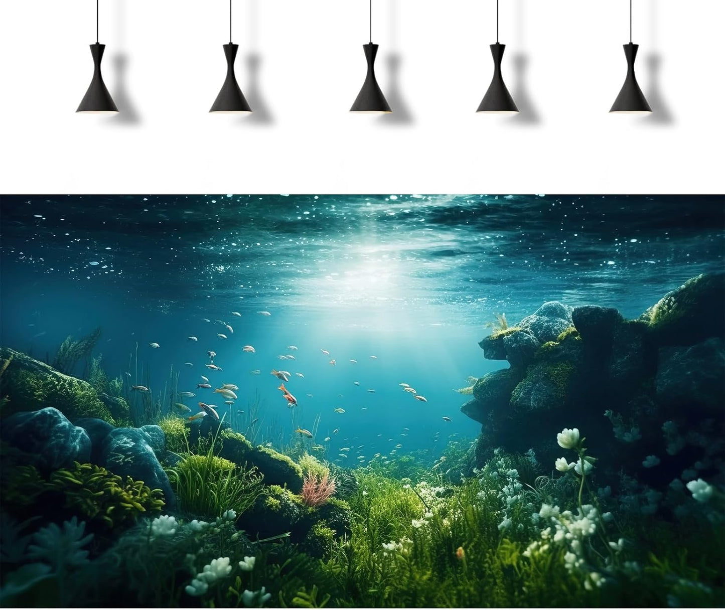 Underwater Aquarium Background Under The Sea Fish Tank Background Ocean Floor Green Aquatic Plants Aquarium Backgrounds Deep Sea Sunray Tropical Fish Aquarium Tank Backgrounds 30x12in