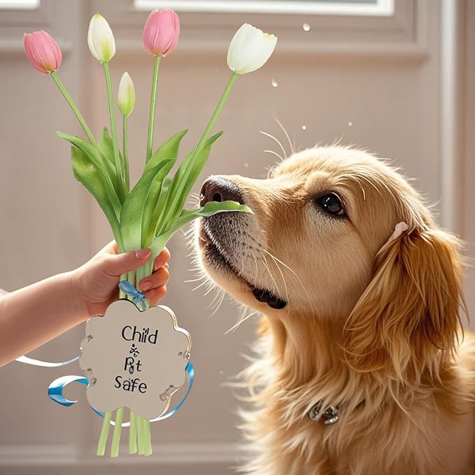 15 pcs Cream Tulips Artificial Flowers Faux Tulips Real Touch Latex Fake Flower Bouquet for Spring Wedding Home Décor Centerpiece Arrangements