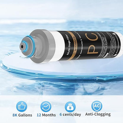 WINGSOL Under Sink Water Filter System, Anti-Clogged Design, Reduces PFAS, Lead, Chlorine, Bad Taste, Sediment, NSF/ANSI 42&53, 8K Gallons, Easy Installation Drinking Water Filter