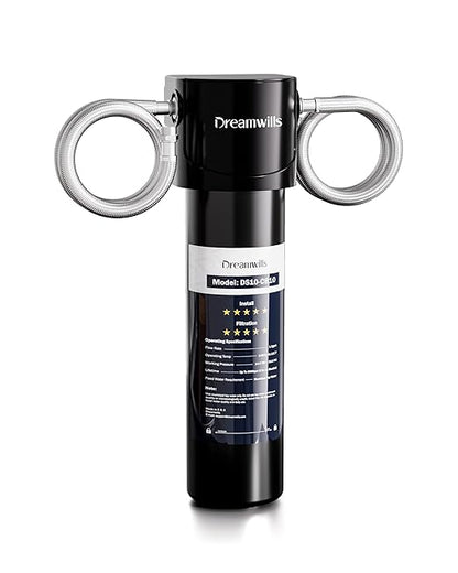 Dreamwills DS10 Under Sink Water Filter System, 1.3 GPM Direct Connect Kitchen Faucet Filtration, 3-Minute Tool-Free Install, Reduces Lead, Chlorine, Bad Taste, Retains Minerals, 1 Year