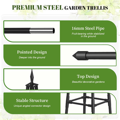 5.2Ft obelisk trellis for Climbing Plants outdoor,5.2Ft garden trellis with Extra Thickened Plastic-Coated metal pipes, Garden Indoor Potted Plant Support,Climbing Support for Potted Plant