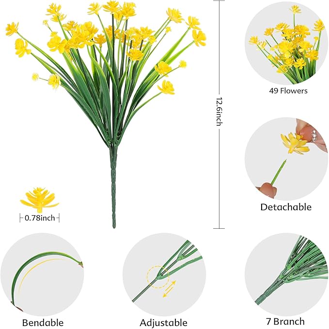 AGIRL 24 Bundles Artificial Flowers for Outdoor,UV Resistant No Fade Fake Plastic Flowers Faux Plants for Hanging Planters Decoration Indoor Outside Garden Porch Window Box Home Wedding Farmhouse