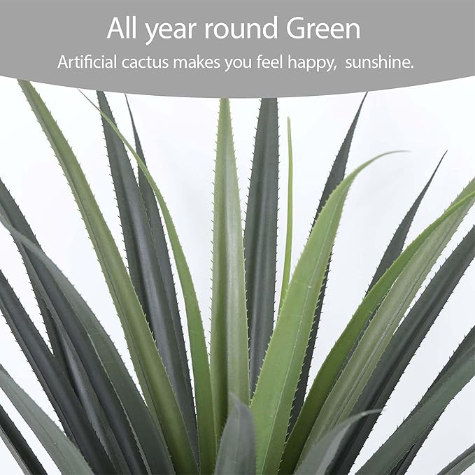 Artificial Spiked Agave Plant 40inch Faux Agave Plants for Front Porch Patio Indoor Outdoor Home Office Decor (2PACK)