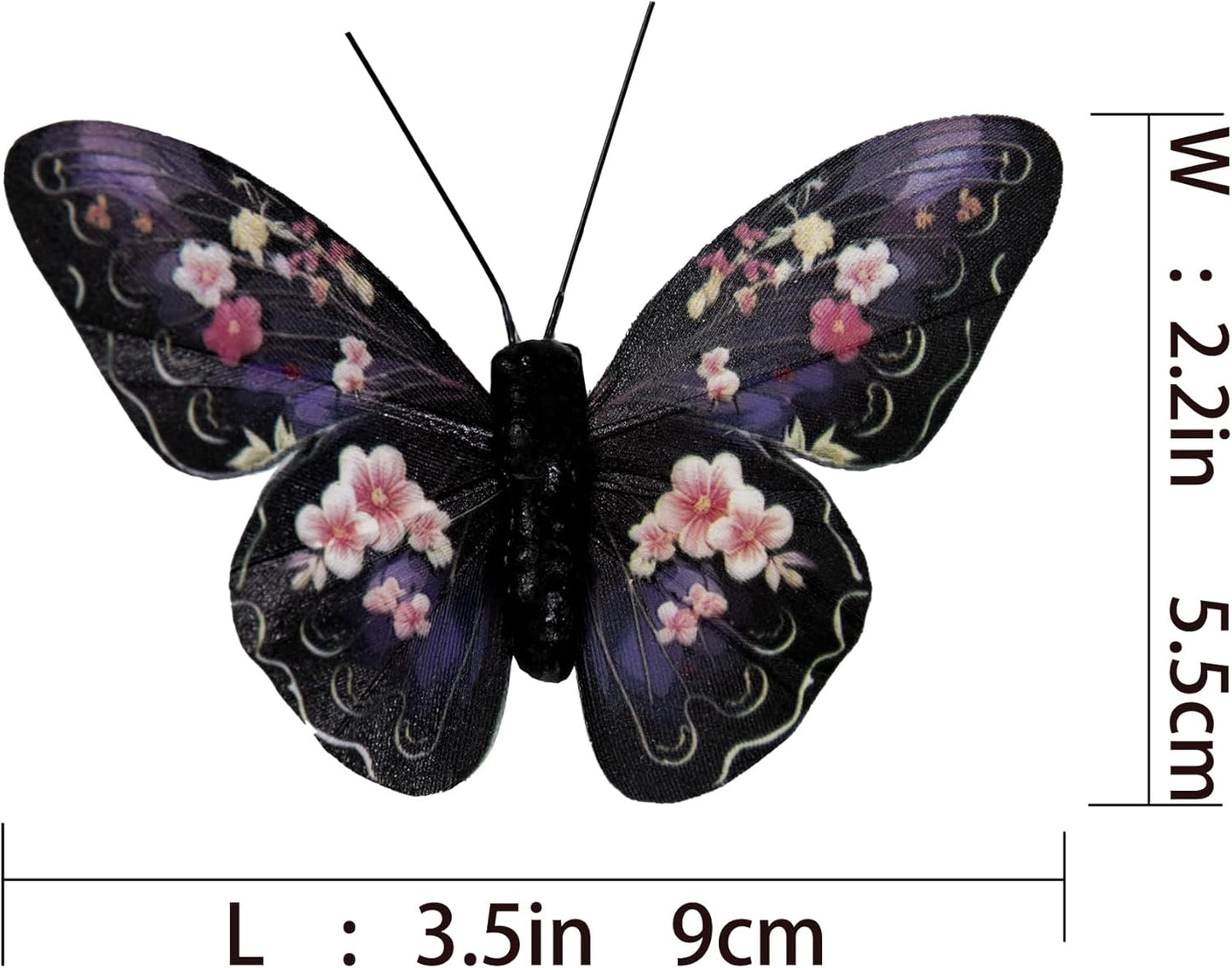 Cartanfill-Artificial Butterfly Decorations Set, 12 Pieces, 6 Colors, Clip for Home, Wedding, Party Decor