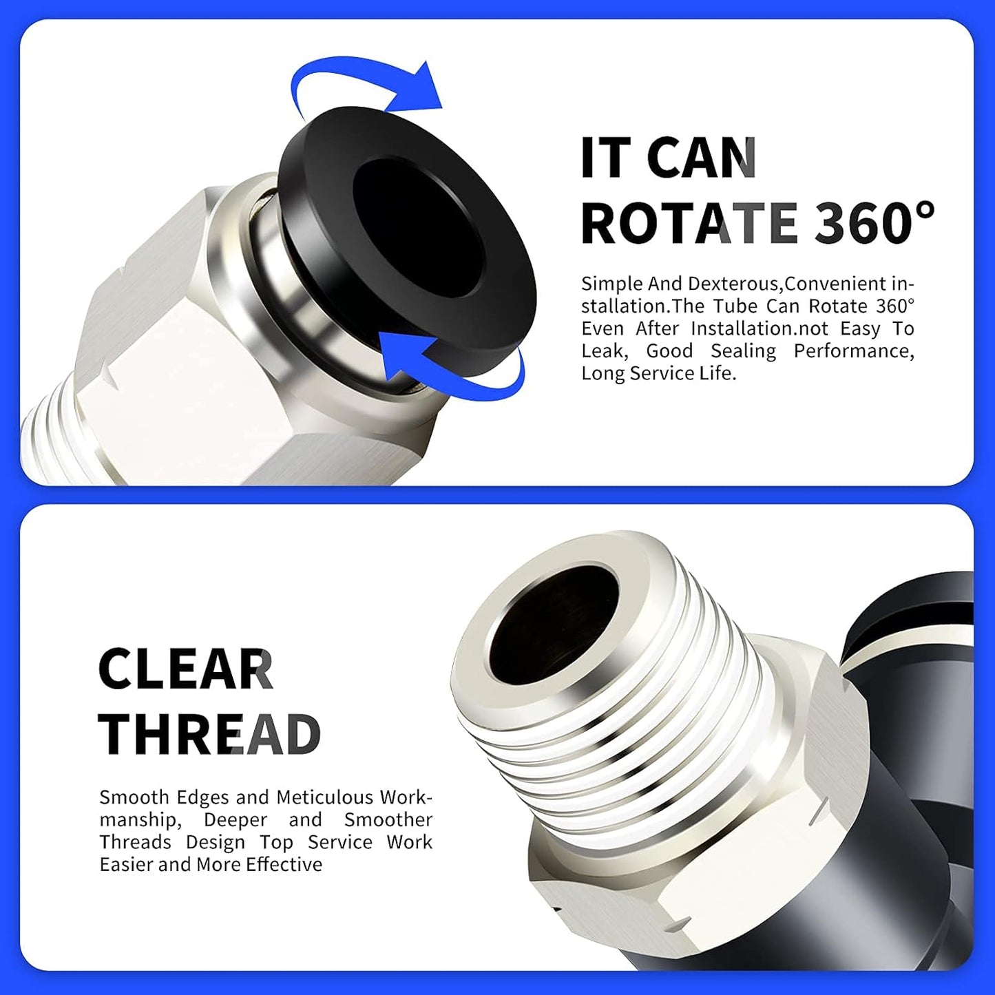 TAILONZ PNEUMATIC Elbow and Straight Combination 5/32 Inch Tube OD x 1/4 Inch NPT Thread Push to Connect Fittings PC-5/32-N2+PL-5/32-N2(Pack of 4)