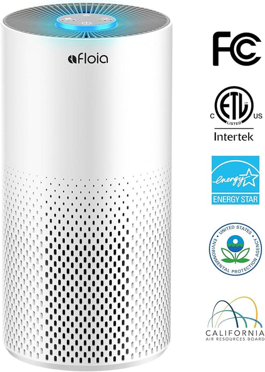 Afloia Air Purifiers for Home Bedroom Large Room Up to 1076 Ft², 3-Stage Filter Cleaner Odor Eliminator, Remove Pets Dust Dander Hair Allergy Mold Pollen Smoke Smell, Quiet 22 dB, 7 Colors Night Light
