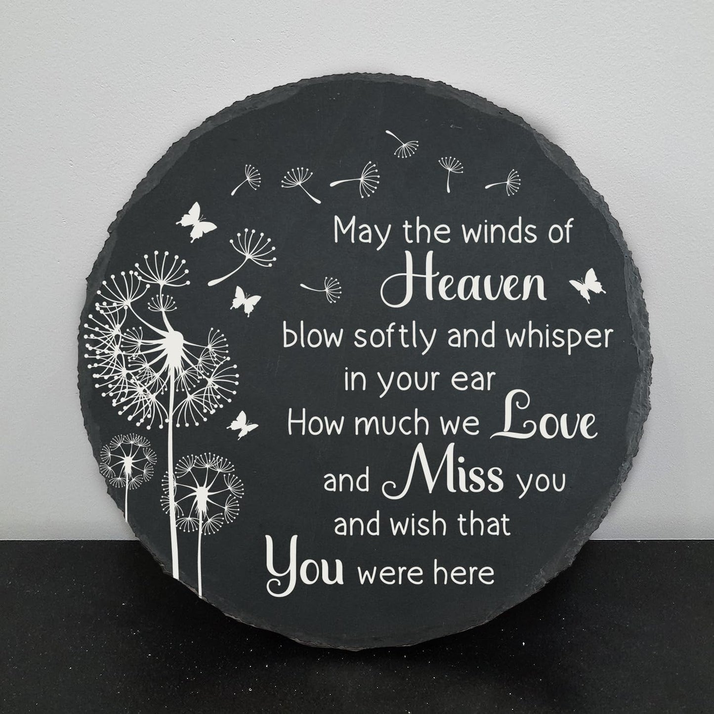 Memorial Garden Slate Stone, Memorial Plaque Sympathy Gifts for Loss of Loved One, Dandelion Memorial Gifts for Loss of Father, Mother, Brother, Son, Husband Stones TNA16