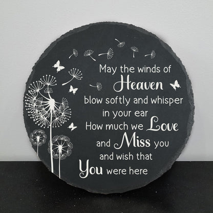 Memorial Garden Slate Stone, Memorial Plaque Sympathy Gifts for Loss of Loved One, Dandelion Memorial Gifts for Loss of Father, Mother, Brother, Son, Husband Stones TNA16