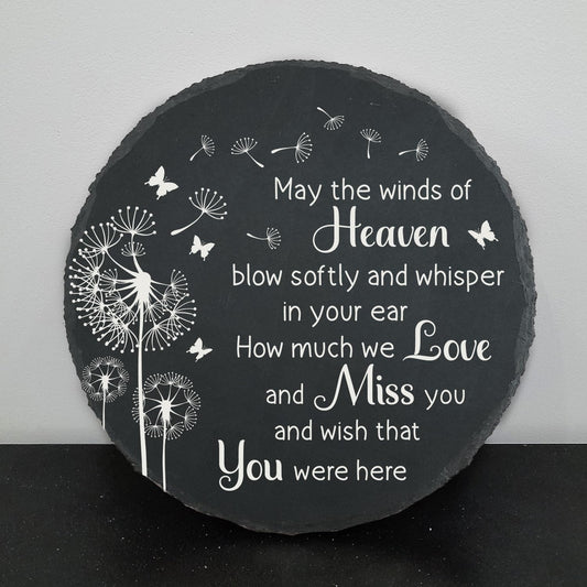 Memorial Garden Slate Stone, Memorial Plaque Sympathy Gifts for Loss of Loved One, Dandelion Memorial Gifts for Loss of Father, Mother, Brother, Son, Husband Stones TNA16