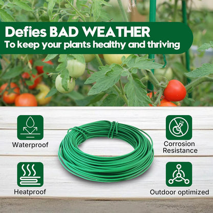 100 Feet Green Soft Plant Tie - 2.5mm Flexible Twist Garden Wire for Climbing Plants, Tomatoes, Bonsai & Office/Home Organizing