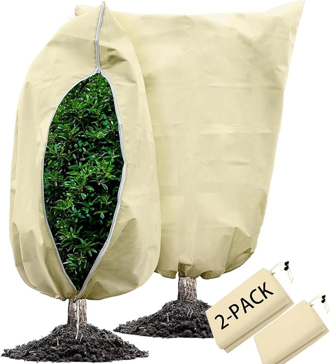 Plant Covers Freeze Protection, 7.87 X 98.4 Inch Plant Frost Protection Covers, 2-Pack,with Zipper and Drawstring Outdoor Winterizing Plant Blankets.