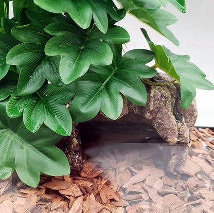 Reptile Fake Plants for Terrarium Artificial Tank Decor Accessories Suitable for Bearded Dragon Ball Python Crested Leopard Gecko Lizard Chameleon Snake-Philodendron selloum