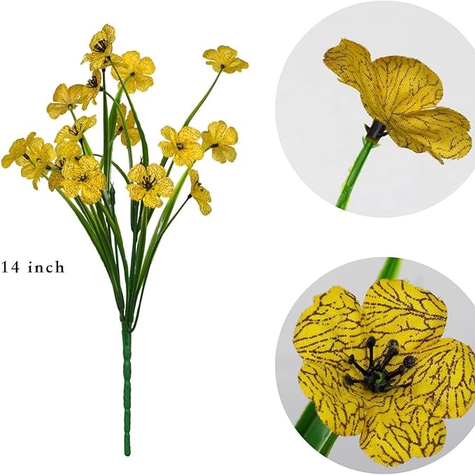 Artificial 15-Bloom Violet Flowers, Fake Flowers for Indoor Outdoor Decor, Faux Plants for Garden, Porch, Fall and Seasonal Decoration, UV Resistant Faux Plants (Mixed)