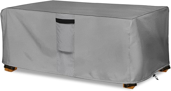 Outdoor Coffee Table Cover,Waterproof Rectangular Patio Small Side Table Cover,48 x 28 x 16 inch, Outdoor Table Covers Waterproof Rectangle,Grey