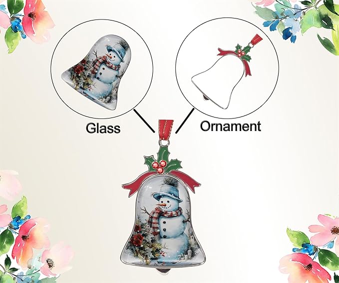 Christmas Ornaments Bell Ornaments for Christmas Tree Ornaments Pendant Decorative Metal Glass Xmas Ornamentses Home Holidays Party Decor Snowman in Holidays