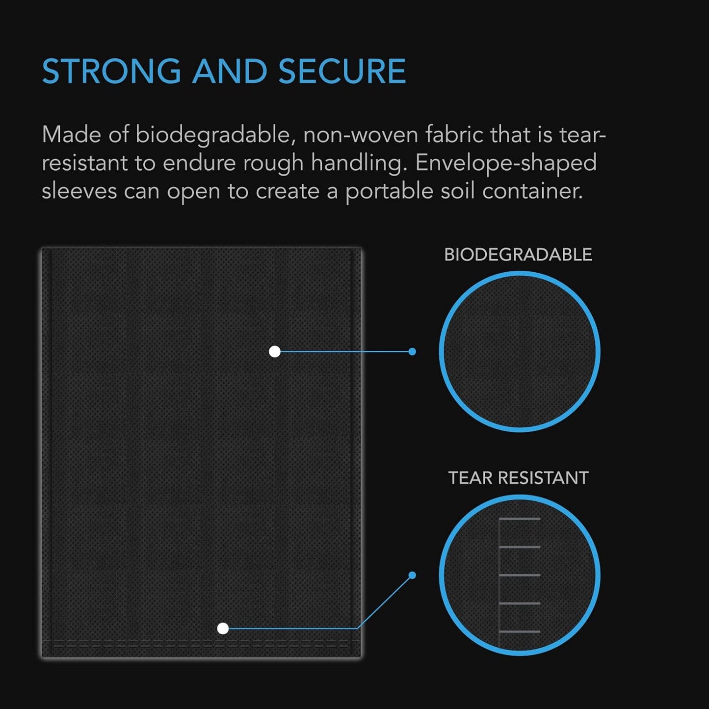 AC Infinity Nursery Bags 1/2 Gallon, Non-Woven Fabric Growing Pouches, 50-Pack Biodegradable Plant Pots for Seed Starting, Soil Transplant, Home Garden Supply