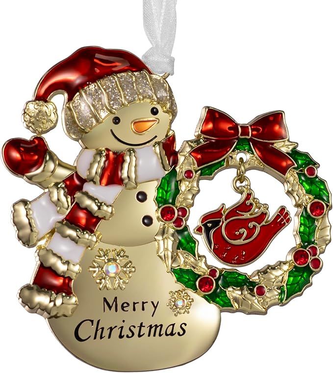 LIFE&FOOT Christmas Tree Ornaments 2025 Hanging Charm Decorative Pendant of Car Charm Holiday Keepsake Gift Home Decor (Snowman (Gold))