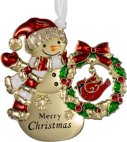 LIFE&FOOT Christmas Tree Ornaments 2025 Hanging Charm Decorative Pendant of Car Charm Holiday Keepsake Gift Home Decor (Snowman (Gold))