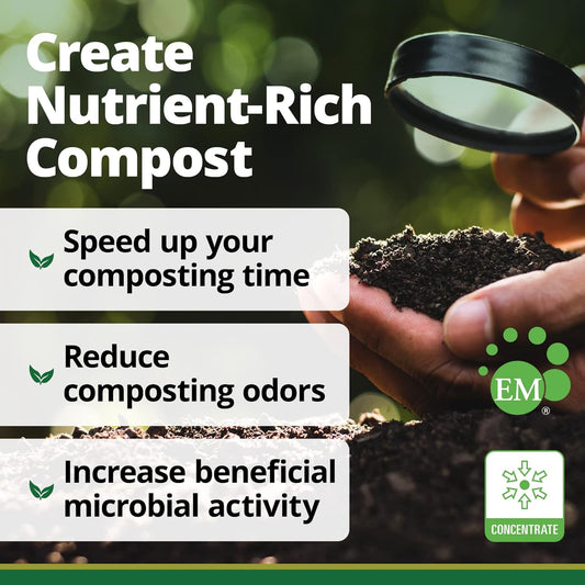 TeraGanix Compost Accelerator (1 Bottle = 22 Gallons), Reduce Odors, Liquid Compost Starter Concentrate, Reduce Composting Time, USDA Organic, 1 Quart (32 fl oz)