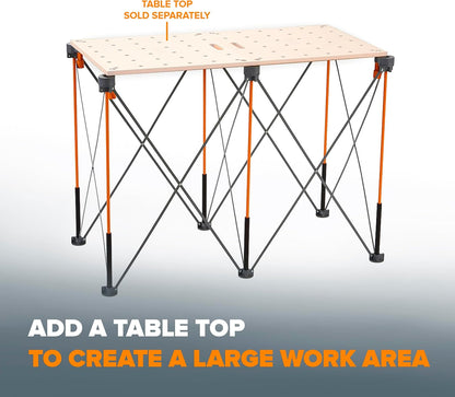 BORA Centipede CT6 36 inch Tall Portable Folding Workstand with Carry Strap, Collapsible Workbench, Construction table, Support, Sawhorse, 2Ft X 4Ft, 36 inch work height, 2,500lb weight capacity