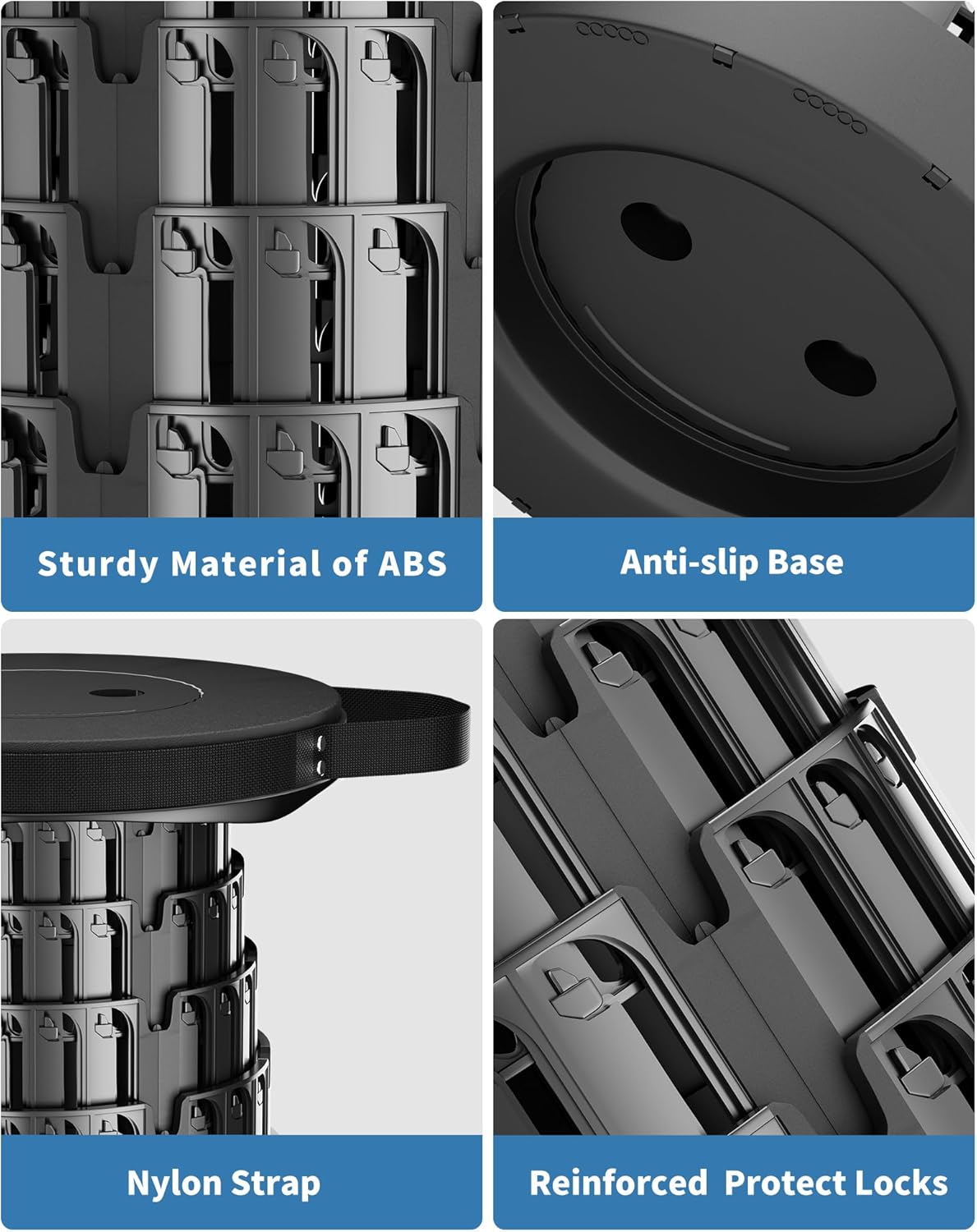 Upgraded Collapsible Stool with Removable Cushion & Waterproof Carry Bag - Portable Folding Stool for Adults, Camping, Fishing, Hiking - Lightweight Yet Sturdy Max 400lbs