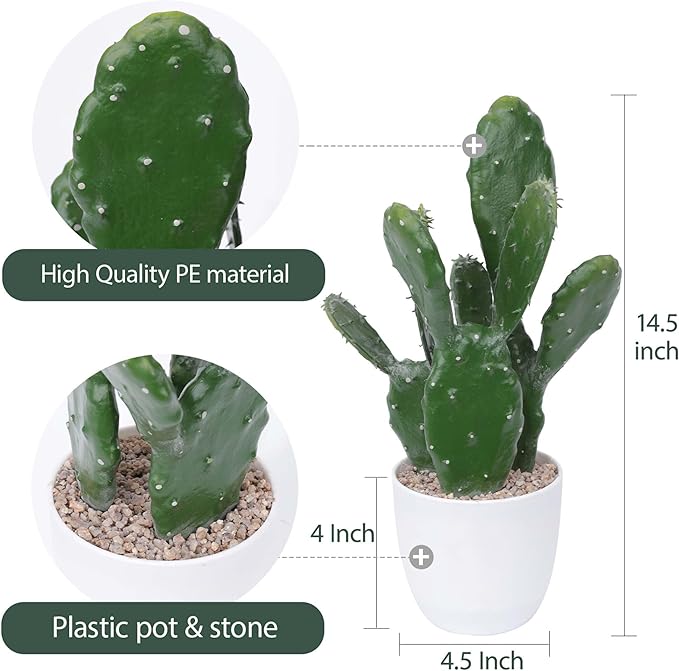 14Inch Artificial Cactus Faux Cacti Fake Cactus Saguaro Potted Plants for Indoor Outdoor Home Offices Store Decoration