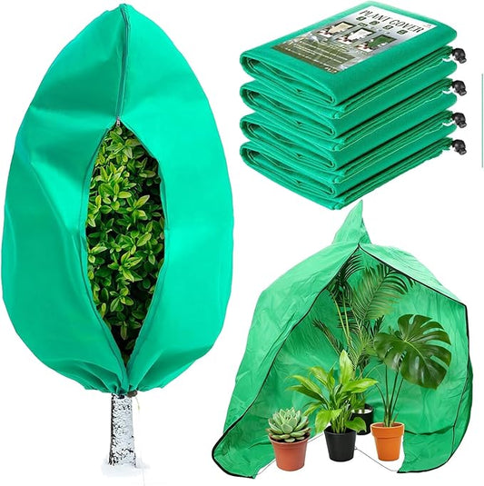 Plant Covers Freeze Protection 4 pcs 31.5ft x 47ft Winter Frost Covers for Outdoor Plants with Drawstring, Reusable Frost Cloth Plant Protection for Shrubs Trees and Potted Plants