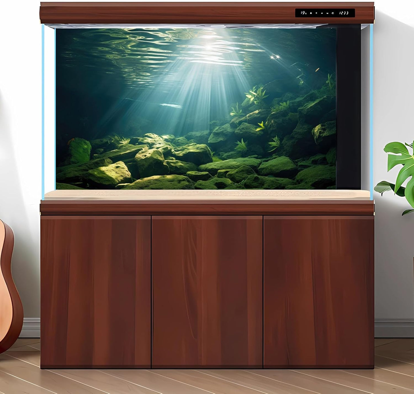 Under The Sea Aquarium Background Aquatic Plants Deep Sea Fish Tank Background Underwater Sunray Rock Terrarium Backgrounds Deep Ocean Floor Tropical Fish Tank Backgrounds 48x18in
