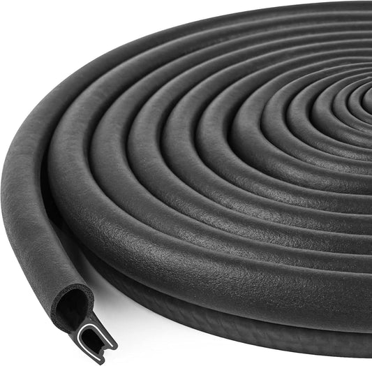 Kikerike Automotive Door Weather Stripping 25Ft Car Door Rubber Edge Trim Seal Strip Gasket with Top Bulb Easy to Install for Car Bus Camper Boat RV Truck Doors and Home Applications