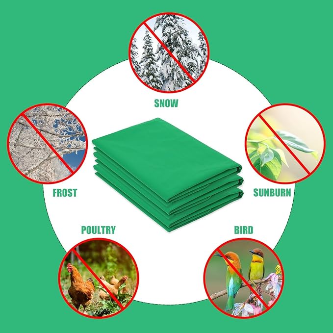 Plant Covers Freeze Protection, 4 Pack Frost Covers with Zipper Drawstring (23.6" x 31.5") Plant Protection Cover Bags for Outdoor Winter Frost Cold (Green) (23.6" W x 31.5" H(4 PCS), Green)