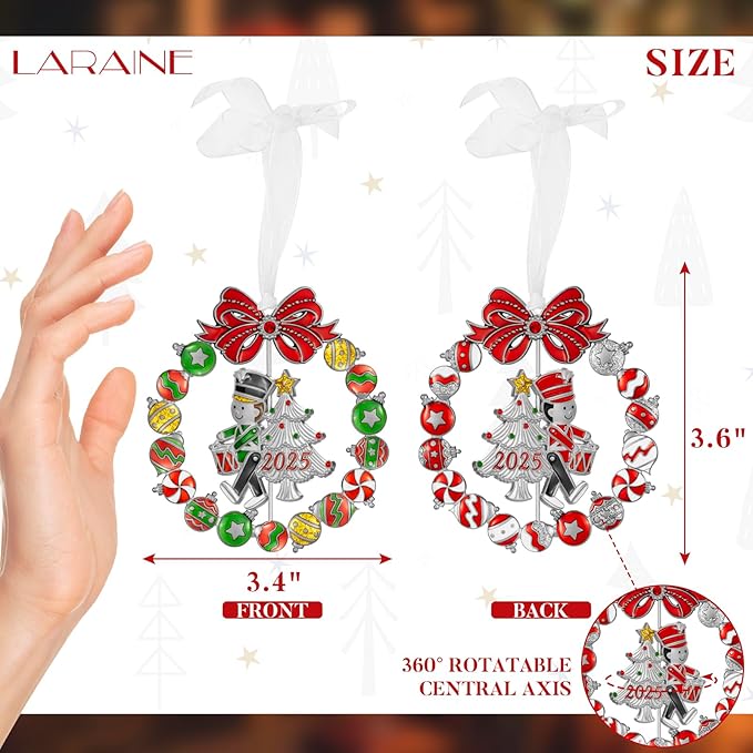 Laraine Christmas Tree Ornaments – 2025 Decorative Rotation Hanging Pendant of Car Charm Holiday Keepsake Gift Home Decor (Drummer Boy (2025))