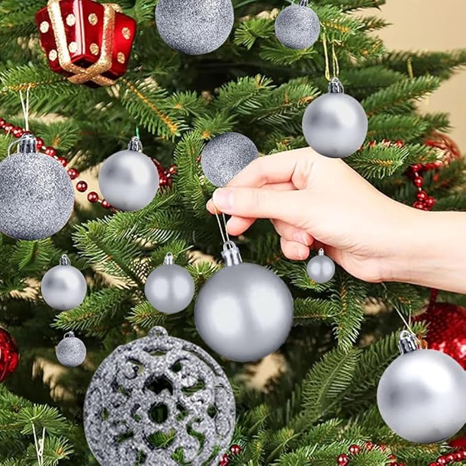 100-Pack Christmas Ball Ornaments for Tree,Shatterproof Plastic Holiday Baubles Set in Assorted Sizes and Finishes, Christmas Tree Decorations for Home, Office, Party, Indoor Outdoor Use