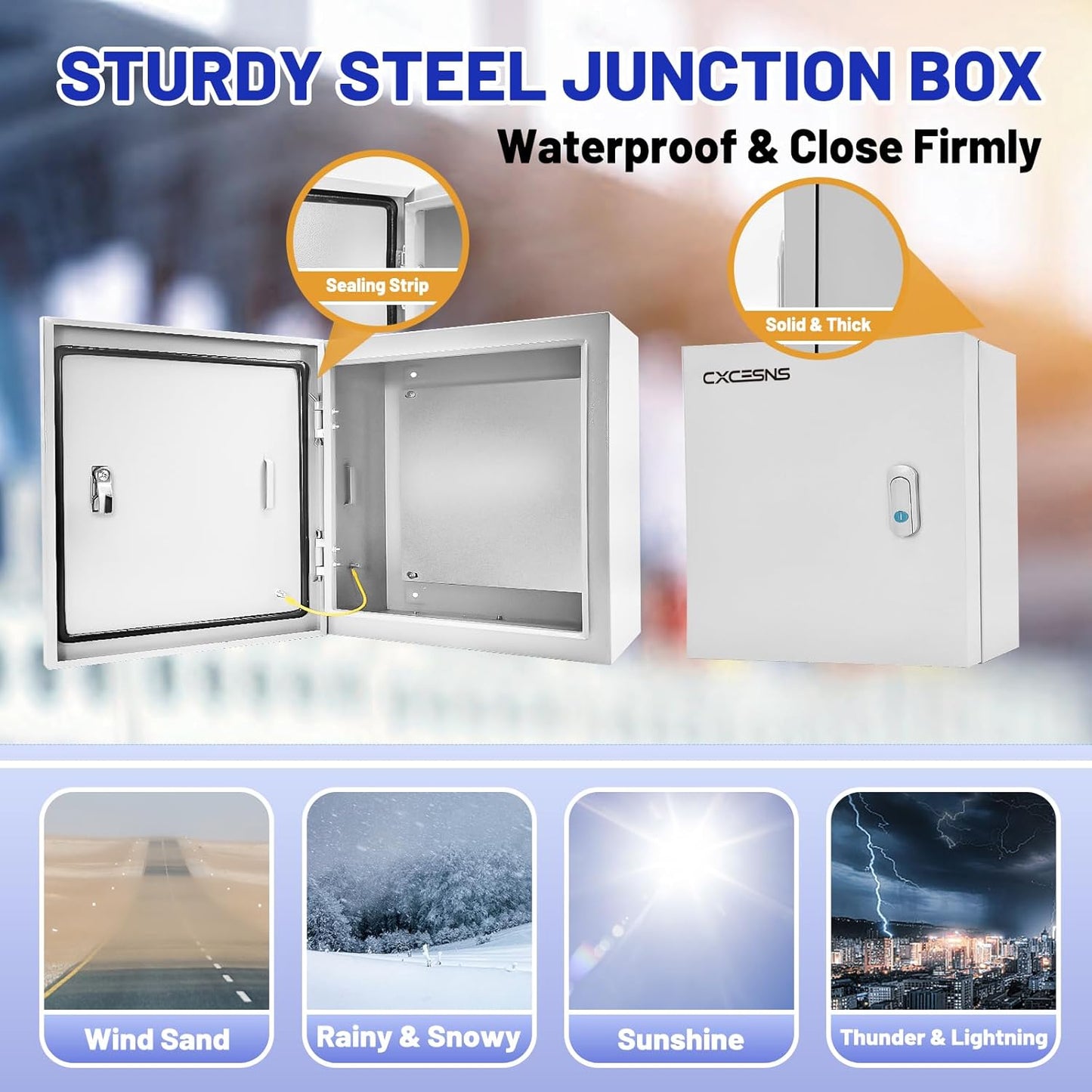 Outdoor Electrical Box 16 x 16 x 6''D NEMA 4X Enclosure Steel Box, Waterproof & Dustproof Outdoor/Indoor Lockable Electrical Junction Box, with Mounting Plate