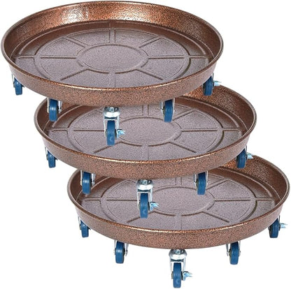 20" Heavy Duty Plant Dolly with Wheels, 380lbs Metal Rolling Plant Stand with Casters, Round Wheeled Planter Caddy Roller Base Carry Potted Tree Flower Pot for Indoor Outdoor Garden, 3 Pack, Bronze