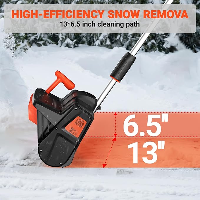 VOLTASK 24V 13-inch Cordless Snow Shovel with Directional Plate, Battery & Quick Charger Included