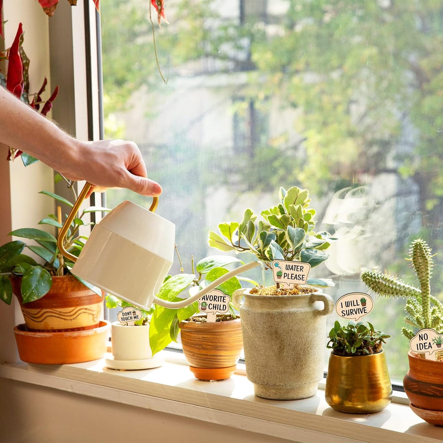 Huray Rayho Funny Wooden Plant Markers for Succulent Flowers Greenery Plants Tags 15-Pack Waterproof Wood Plant Labels Outdoor Indoor Patio Supplies Garden Stakes for Potted Plant Novelty Gifts