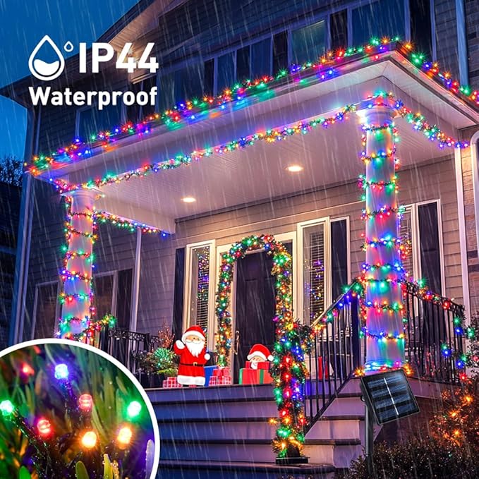 JMEXSUSS 600 LED Solar Christmas Lights Outdoor Waterproof, 206.7 ft Solar String Lights Outdoor, 8 Modes Tree Light for Outside Yard Patio Christmas Decorations